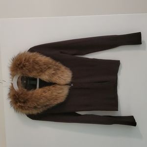 Express feaux collar brown cardigan sweater. SizeM